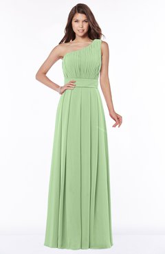 ColsBM Adeline Sage Green Gorgeous A-line One Shoulder Zip up Floor Length Pleated Bridesmaid Dresses