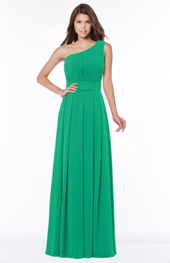 ColsBM Adeline Sea Green Gorgeous A-line One Shoulder Zip up Floor Length Pleated Bridesmaid Dresses