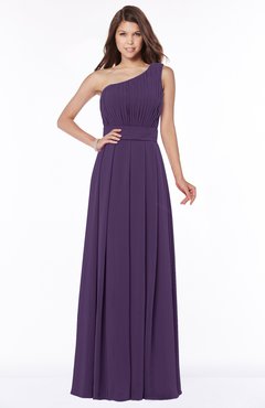 ColsBM Adeline Violet Gorgeous A-line One Shoulder Zip up Floor Length Pleated Bridesmaid Dresses
