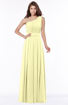 ColsBM Adeline Wax Yellow Gorgeous A-line One Shoulder Zip up Floor Length Pleated Bridesmaid Dresses