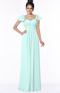 ColsBM Siena Blue Glass Modern A-line Wide Square Short Sleeve Zip up Pleated Bridesmaid Dresses
