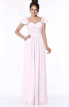 ColsBM Siena Blush Modern A-line Wide Square Short Sleeve Zip up Pleated Bridesmaid Dresses