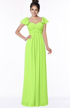 ColsBM Siena Bright Green Modern A-line Wide Square Short Sleeve Zip up Pleated Bridesmaid Dresses