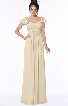 ColsBM Siena Champagne Modern A-line Wide Square Short Sleeve Zip up Pleated Bridesmaid Dresses