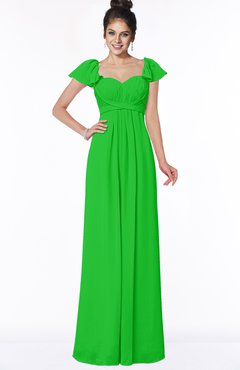 ColsBM Siena Classic Green Modern A-line Wide Square Short Sleeve Zip up Pleated Bridesmaid Dresses