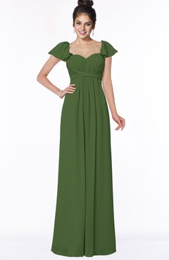 ColsBM Siena Garden Green Modern A-line Wide Square Short Sleeve Zip up Pleated Bridesmaid Dresses