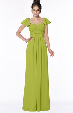 ColsBM Siena Green Oasis Modern A-line Wide Square Short Sleeve Zip up Pleated Bridesmaid Dresses