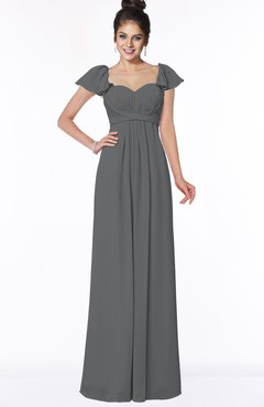 ColsBM Siena Grey Modern A-line Wide Square Short Sleeve Zip up Pleated Bridesmaid Dresses