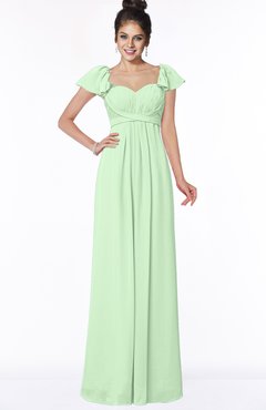 ColsBM Siena Light Green Modern A-line Wide Square Short Sleeve Zip up Pleated Bridesmaid Dresses