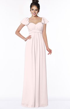 ColsBM Siena Light Pink Modern A-line Wide Square Short Sleeve Zip up Pleated Bridesmaid Dresses