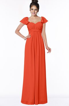 ColsBM Siena Persimmon Modern A-line Wide Square Short Sleeve Zip up Pleated Bridesmaid Dresses
