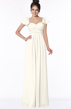 ColsBM Siena Whisper White Modern A-line Wide Square Short Sleeve Zip up Pleated Bridesmaid Dresses