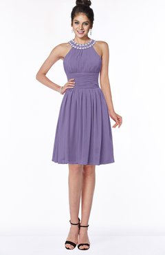 ColsBM Liana Chalk Violet Cute A-line Jewel Chiffon Pleated Bridesmaid Dresses