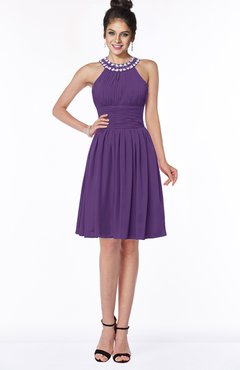 ColsBM Liana Dark Purple Cute A-line Jewel Chiffon Pleated Bridesmaid Dresses