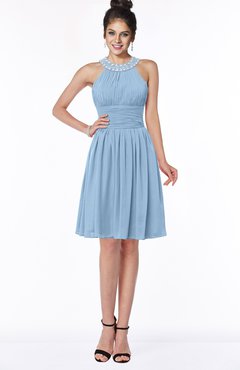 ColsBM Liana Dusty Blue Cute A-line Jewel Chiffon Pleated Bridesmaid Dresses