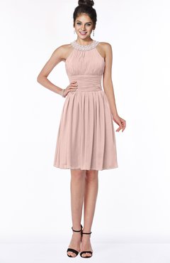 ColsBM Liana Dusty Rose Cute A-line Jewel Chiffon Pleated Bridesmaid Dresses