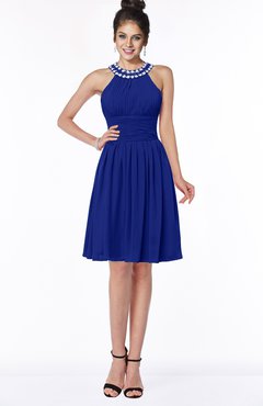 ColsBM Liana Electric Blue Cute A-line Jewel Chiffon Pleated Bridesmaid Dresses