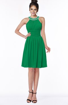 ColsBM Liana Green Cute A-line Jewel Chiffon Pleated Bridesmaid Dresses