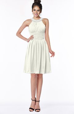 ColsBM Liana Ivory Cute A-line Jewel Chiffon Pleated Bridesmaid Dresses