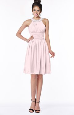 ColsBM Liana Petal Pink Cute A-line Jewel Chiffon Pleated Bridesmaid Dresses