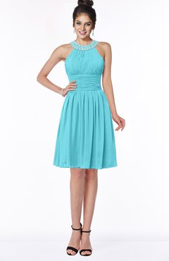 ColsBM Liana Alpine Green Cute A-line Jewel Chiffon Pleated Bridesmaid Dresses