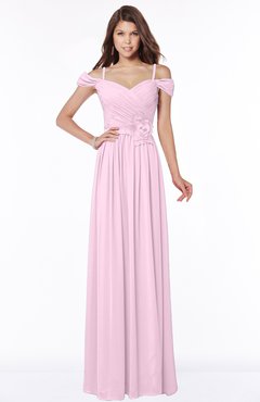 ColsBM Kate Baby Pink Luxury V-neck Short Sleeve Zip up Chiffon Bridesmaid Dresses