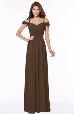 ColsBM Kate Chocolate Brown Luxury V-neck Short Sleeve Zip up Chiffon Bridesmaid Dresses