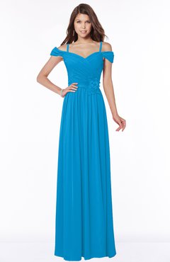 ColsBM Kate Cornflower Blue Luxury V-neck Short Sleeve Zip up Chiffon Bridesmaid Dresses