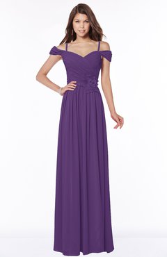 ColsBM Kate Dark Purple Luxury V-neck Short Sleeve Zip up Chiffon Bridesmaid Dresses