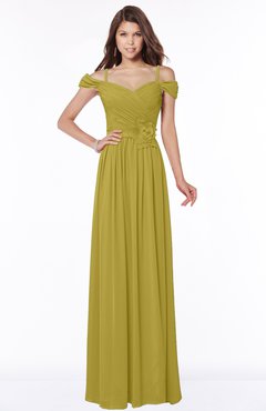 ColsBM Kate Golden Olive Luxury V-neck Short Sleeve Zip up Chiffon Bridesmaid Dresses