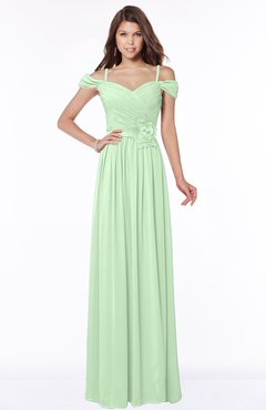 ColsBM Kate Light Green Luxury V-neck Short Sleeve Zip up Chiffon Bridesmaid Dresses