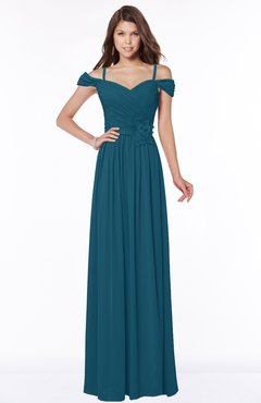 ColsBM Kate Moroccan Blue Luxury V-neck Short Sleeve Zip up Chiffon Bridesmaid Dresses