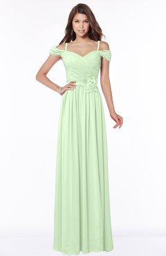 ColsBM Kate Pale Green Luxury V-neck Short Sleeve Zip up Chiffon Bridesmaid Dresses