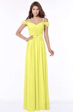 ColsBM Kate Pale Yellow Luxury V-neck Short Sleeve Zip up Chiffon Bridesmaid Dresses