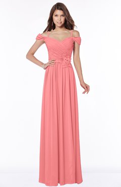 ColsBM Kate Shell Pink Luxury V-neck Short Sleeve Zip up Chiffon Bridesmaid Dresses