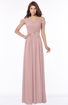 ColsBM Kate Silver Pink Luxury V-neck Short Sleeve Zip up Chiffon Bridesmaid Dresses