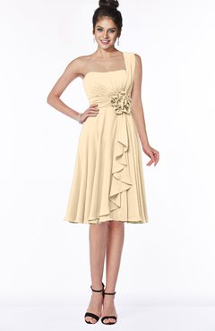 ColsBM Phoebe Apricot Gelato Glamorous Bateau Sleeveless Zip up Chiffon Knee Length Bridesmaid Dresses