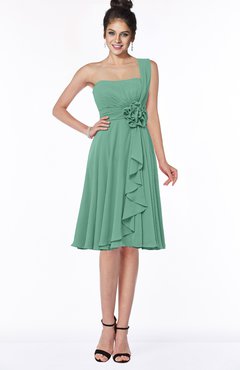 ColsBM Phoebe Beryl Green Glamorous Bateau Sleeveless Zip up Chiffon Knee Length Bridesmaid Dresses