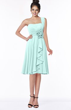 ColsBM Phoebe Blue Glass Glamorous Bateau Sleeveless Zip up Chiffon Knee Length Bridesmaid Dresses