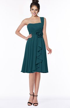 ColsBM Phoebe Blue Green Glamorous Bateau Sleeveless Zip up Chiffon Knee Length Bridesmaid Dresses