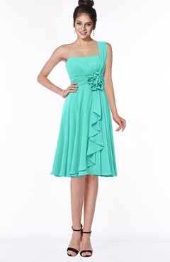ColsBM Phoebe Blue Turquoise Glamorous Bateau Sleeveless Zip up Chiffon Knee Length Bridesmaid Dresses