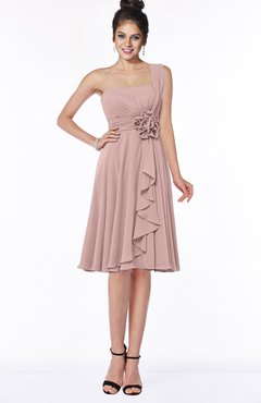 ColsBM Phoebe Blush Pink Glamorous Bateau Sleeveless Zip up Chiffon Knee Length Bridesmaid Dresses