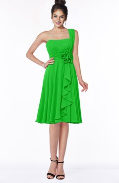 ColsBM Phoebe Classic Green Glamorous Bateau Sleeveless Zip up Chiffon Knee Length Bridesmaid Dresses