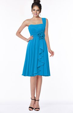 ColsBM Phoebe Cornflower Blue Glamorous Bateau Sleeveless Zip up Chiffon Knee Length Bridesmaid Dresses