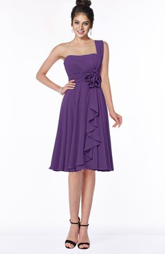 ColsBM Phoebe Dark Purple Glamorous Bateau Sleeveless Zip up Chiffon Knee Length Bridesmaid Dresses