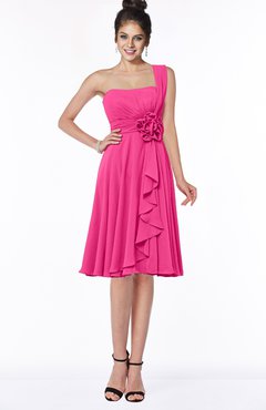 ColsBM Phoebe Fandango Pink Glamorous Bateau Sleeveless Zip up Chiffon Knee Length Bridesmaid Dresses