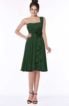 ColsBM Phoebe Hunter Green Glamorous Bateau Sleeveless Zip up Chiffon Knee Length Bridesmaid Dresses