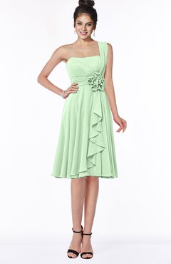 ColsBM Phoebe Light Green Glamorous Bateau Sleeveless Zip up Chiffon Knee Length Bridesmaid Dresses