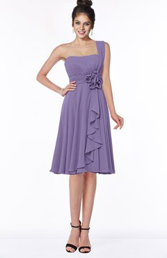 ColsBM Phoebe Lilac Glamorous Bateau Sleeveless Zip up Chiffon Knee Length Bridesmaid Dresses