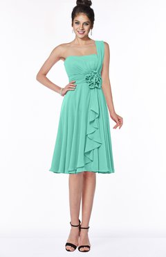 ColsBM Phoebe Mint Green Glamorous Bateau Sleeveless Zip up Chiffon Knee Length Bridesmaid Dresses